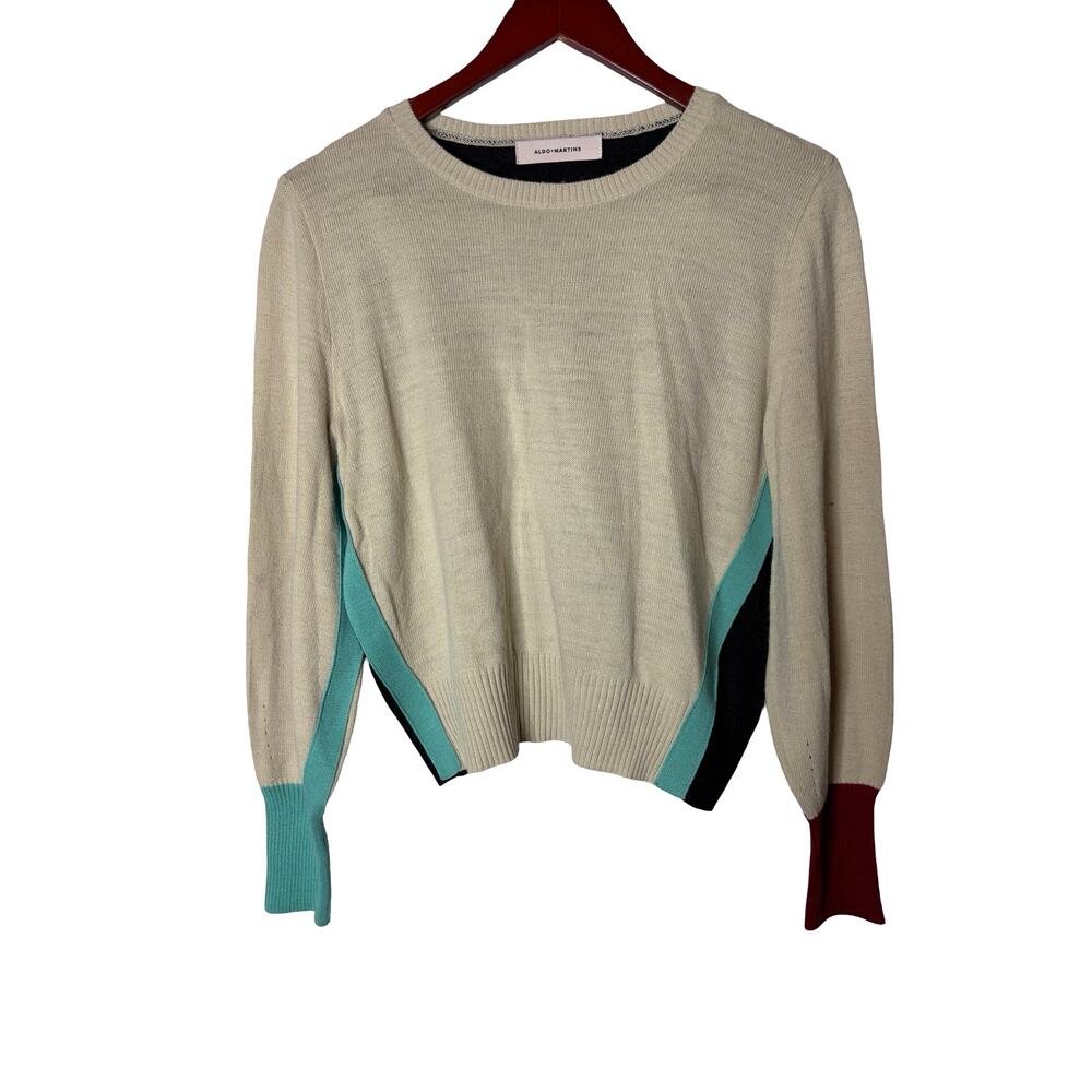 Aldomartins wool blend color block pullover sweater sz S
